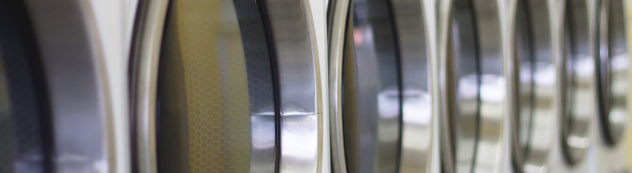 laundromat machine washer line with closed doors